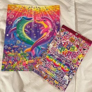Lisa Frank Folder & sticker book bundle NEW